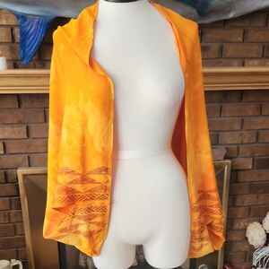 Hana Lima Hand Dyes Orange Hawaiian Shawl Made In Hawaii Scarf
